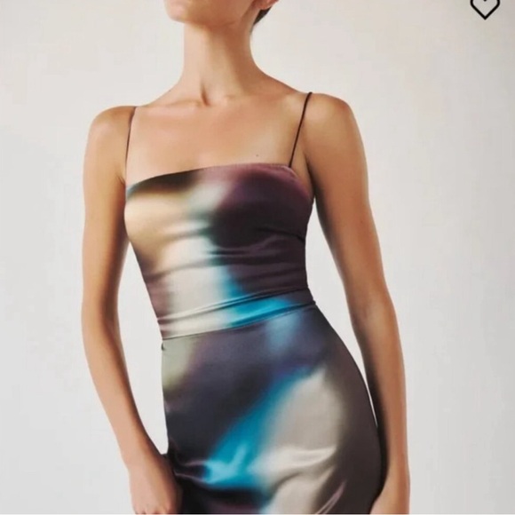 Reformation Frankie Silk Dress in Blur - Picture 1 of 12